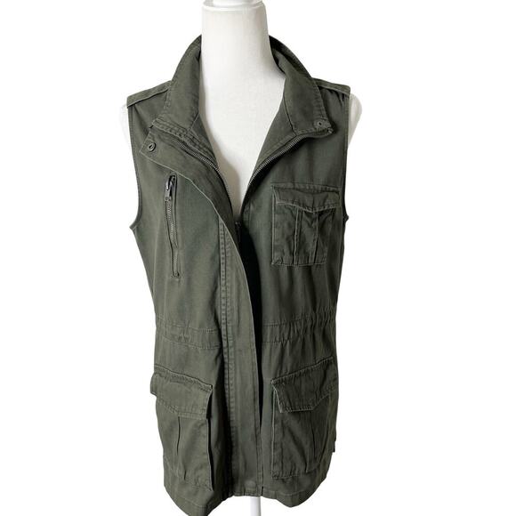 Ashley by 26 International Womens Utility Vest M Green Cargo Pockets 100% Cotton - Picture 3 of 9